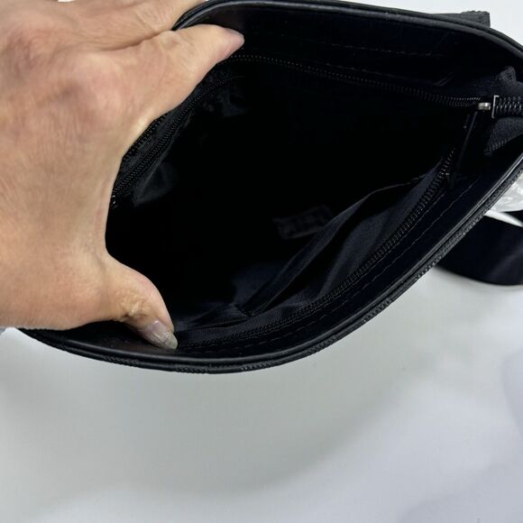 PURSE basket weave faux leather shoulder strap new tag Black Magnetic Square - Picture 3 of 3